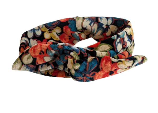 Bandana haarband bloemen zwart velours