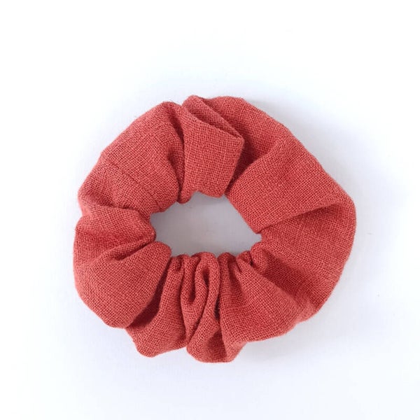 Linnen scrunchie roest oranje
