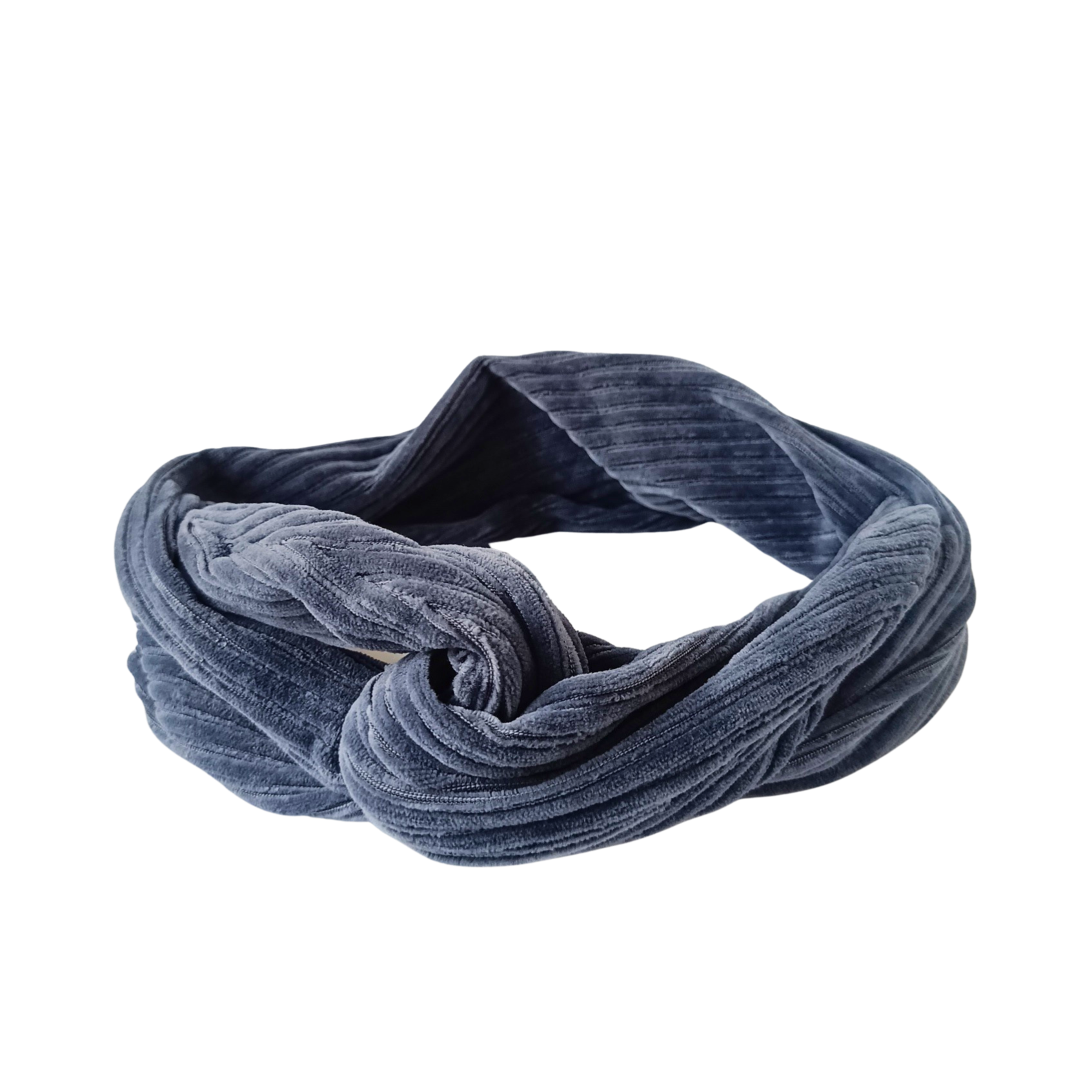 Bandana haarband blauw grijs rib velours