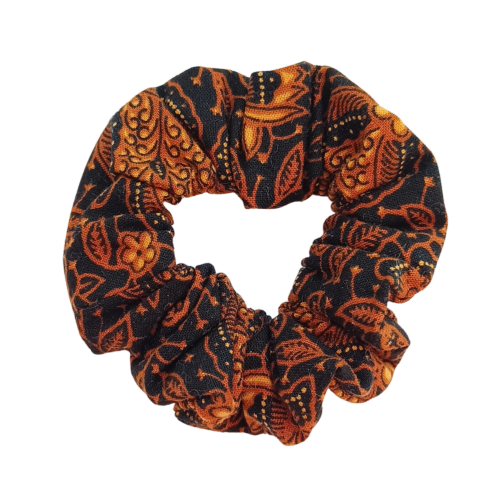 Mini scrunchie batik bruin-zwart