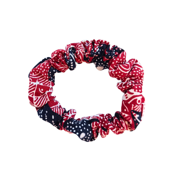Mini scrunchie batik rood wit