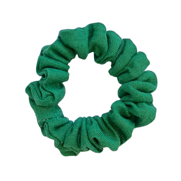 Mini scrunchie linnen felgroen