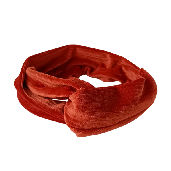 Bandana haarband roest oranje rib velours