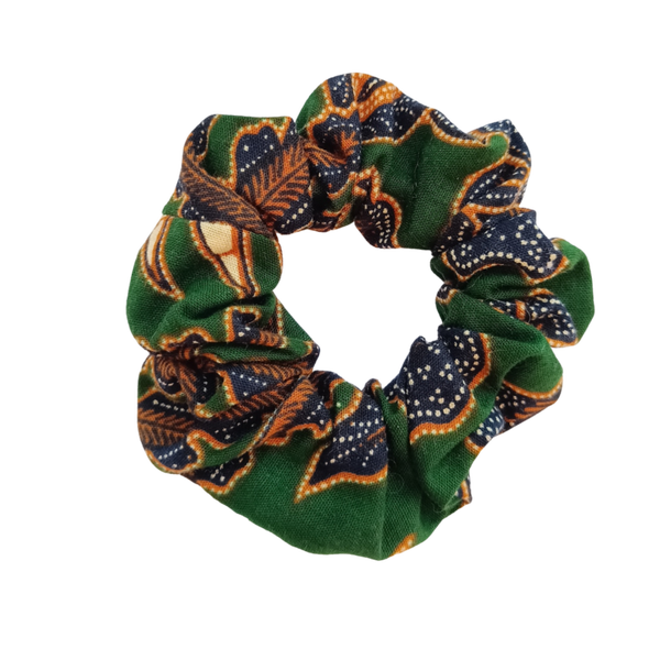 Mini scrunchie batik groen-bruin-zwart