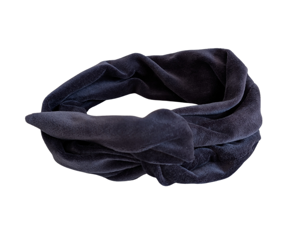 Bandana haarband diep nachtblauw velours