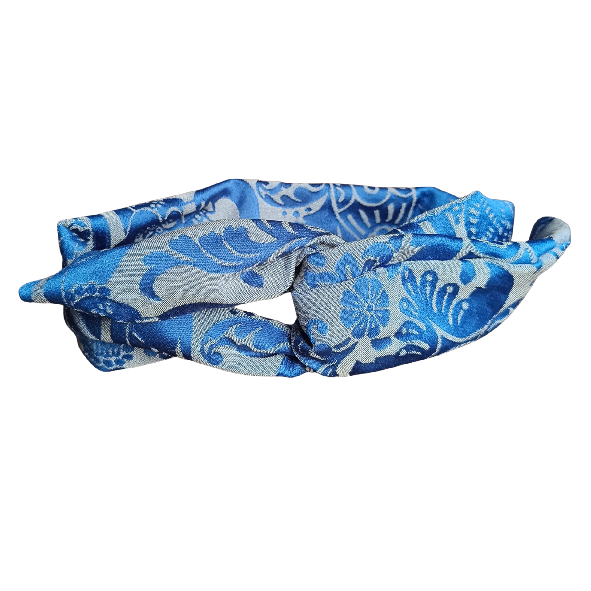 Bandana haarband kobaltblauw- crème met print