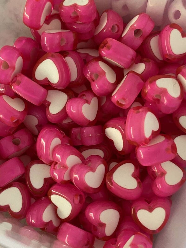 Letterkralen heart pink - white