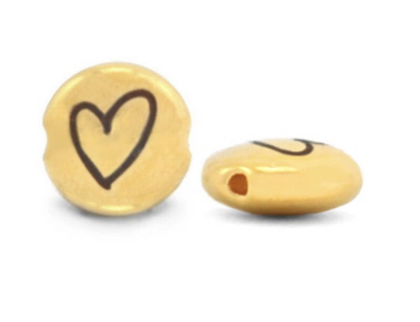 DQ metaal kraal Hart goud 7mm