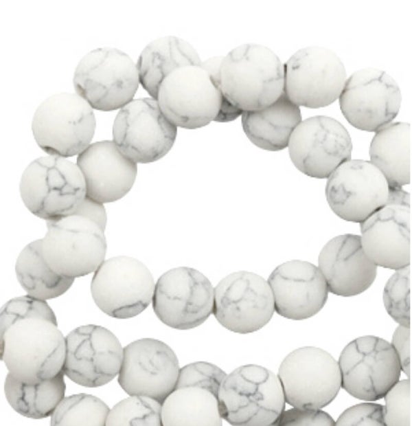 4mm natuursteen kralen marble look white