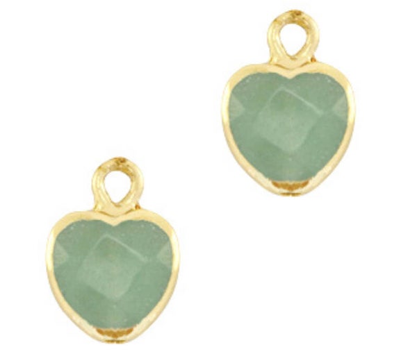 Natuursteen hanger heart Ocean green gold. 