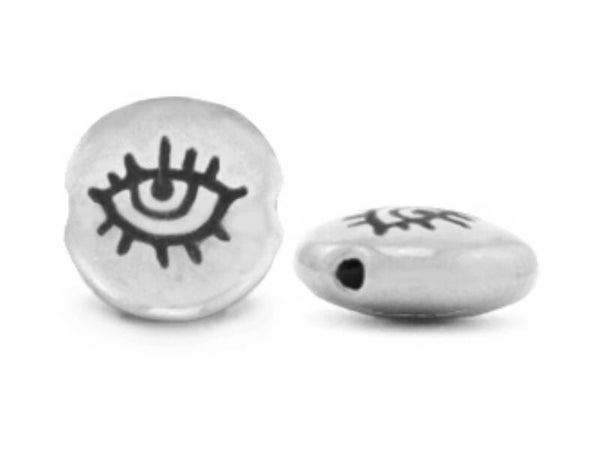 DQ metaal kraal evil eye zilver 7mm 