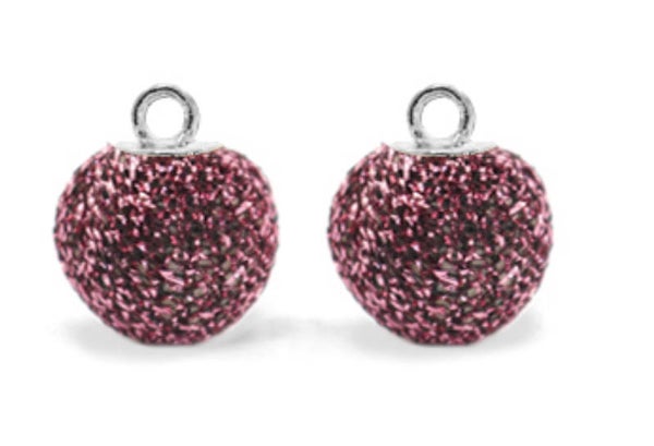 Bedel  / pom pom  Glitter met oog  hawthorn rose - zilver