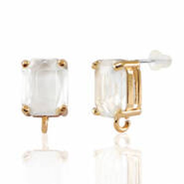 OORSTEKERS VAN CRYSTAL GLASS MET OOGJE CRYSTAL-GOLD RECHTHOEK