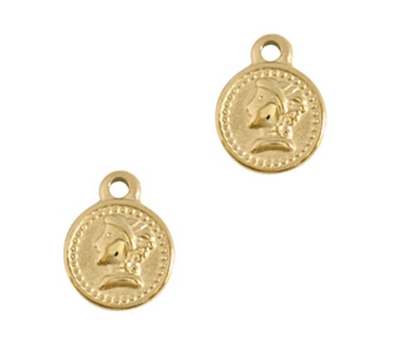Stainless steel bedel coin Goud 11x8mm