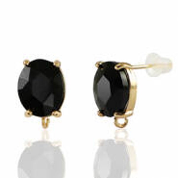 OORSTEKERS VAN CRYSTAL GLASS MET OOGJE BLACK-GOLD OVAAL