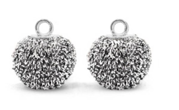 Bedel / pom pom glitter met oog black/ silver silver