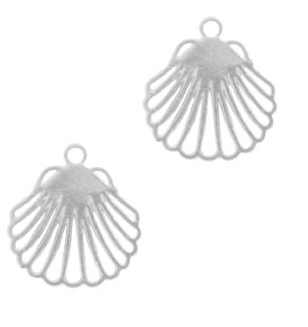 Bohemian hanger schelp Zilver