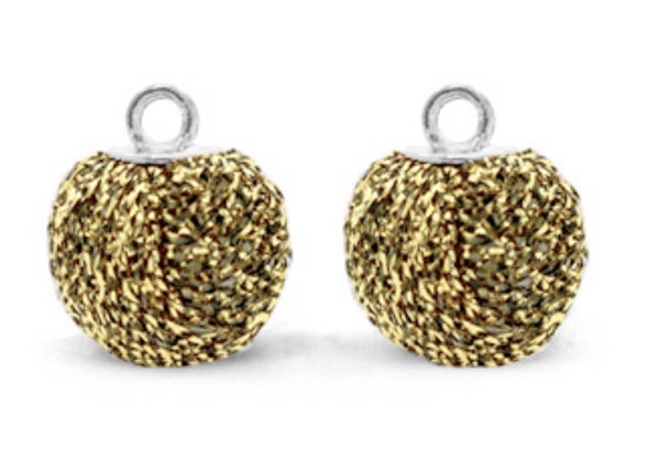 Bedel / pom pom glitter met oog ritch gold - silver