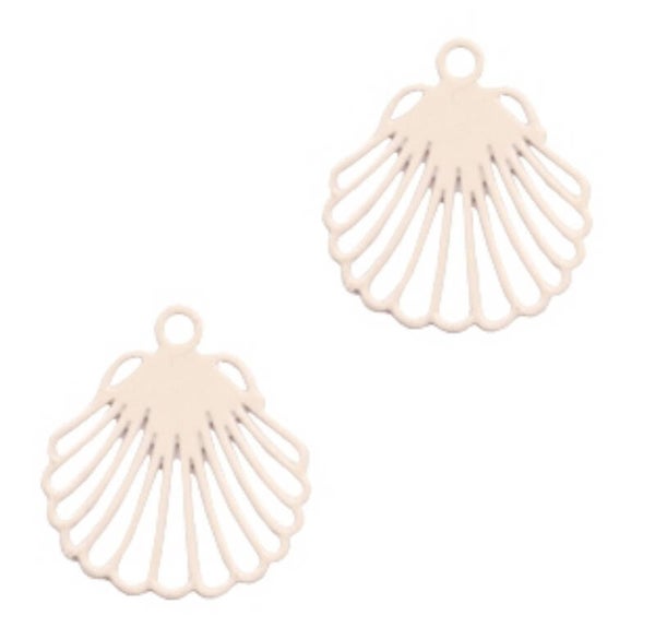 Bohemian hanger schelp Creamy peach 13x12mm