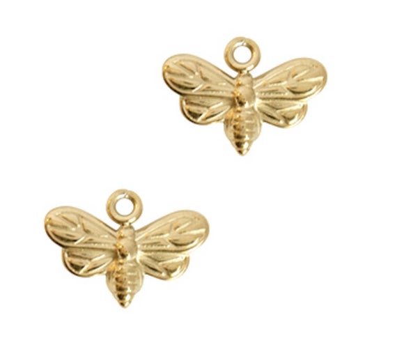 Stainless steel bedel vlinder 14x10mm goud