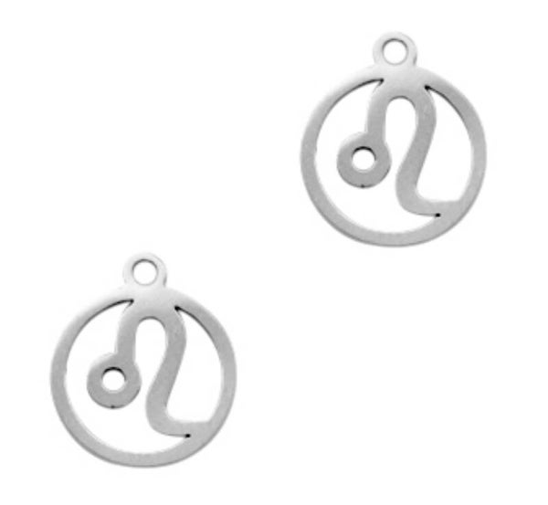 Stainless steel bedel sterrenbeeld Leeuw zilver