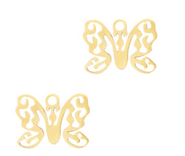 Stainless steel bedel Vlinder Goud 