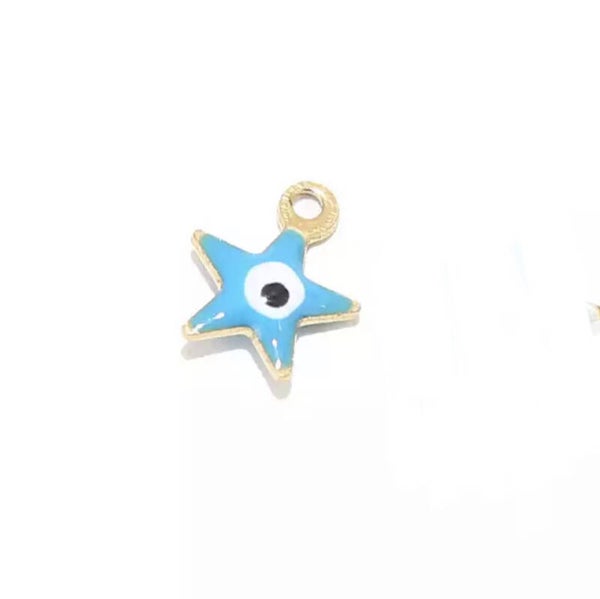 Stainless steel bedel evil eye light blue - Gold