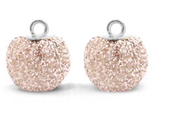 Bedel / pom pom glitter met oog silver pink - silver