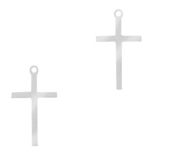 Stainless steel bedel kruis zilver