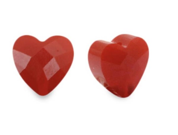 Facet fashion kralen hart Siam red