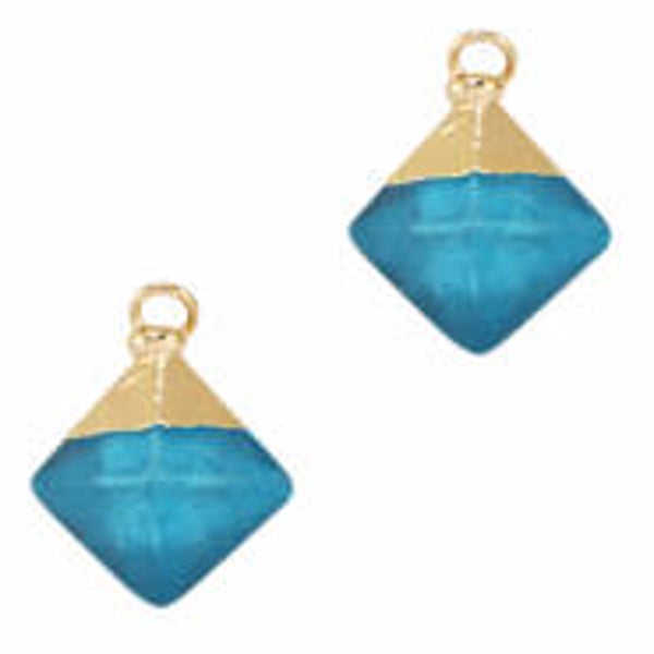 Natuursteen hanger kwarts mistral blue gold