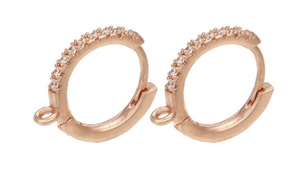 Oorringen met oog. Zirconia Rosé goud