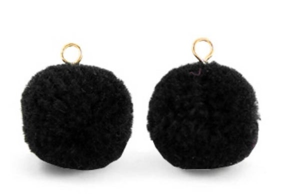 Bedel pom pom zwart met oog 15mm