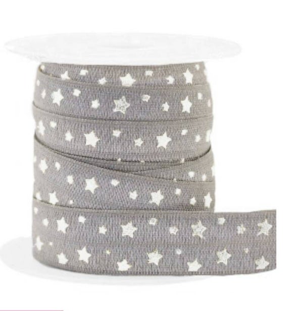 Elastisch Ibiza lint taupe zilver