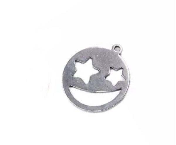 Stainless steel bedel smiley zilver