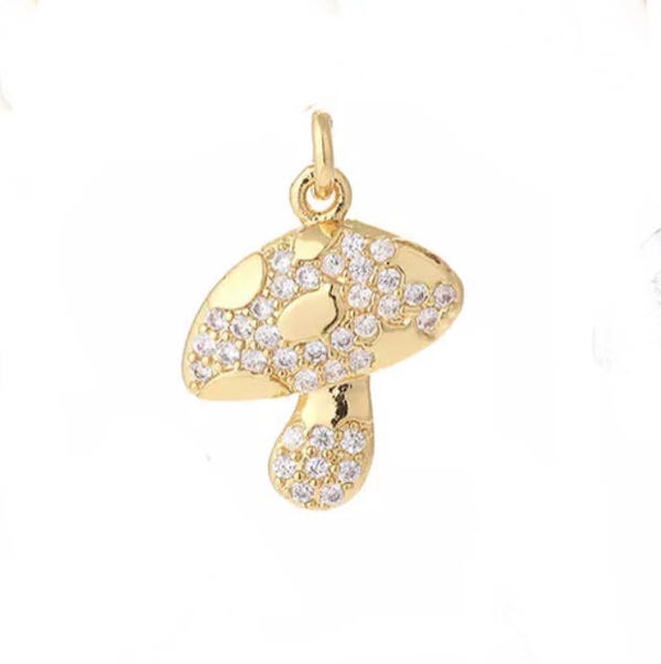 Zirkonia bedel  paddestoel gold plated