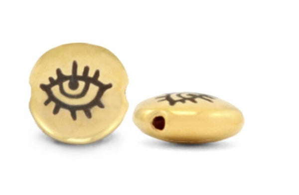 DQ kraal evil eye 7mm goud 