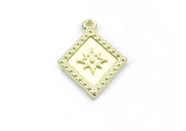 Bedel metaal hanger ruiten ster goud 