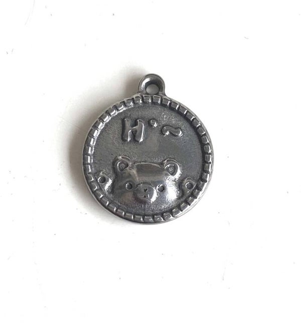 Stainless steel bedel coin bear zilver