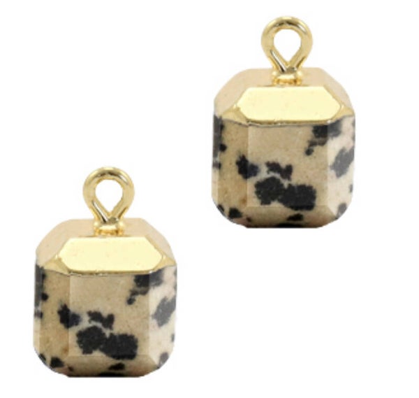 Natuursteen hanger square Dalmation jaspis