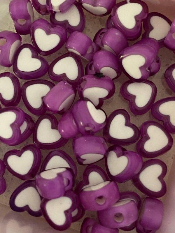 Letterkralen heart purple - white