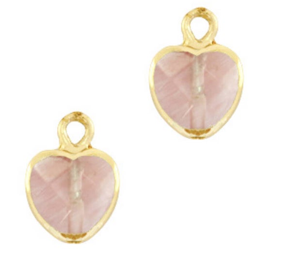 Natuursteen hanger heart Blossom pink - Gold 