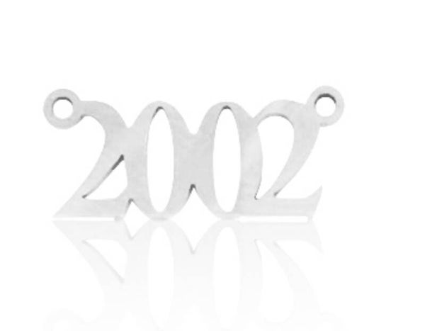 Stainless steel bedel jaartal 2002 zilver