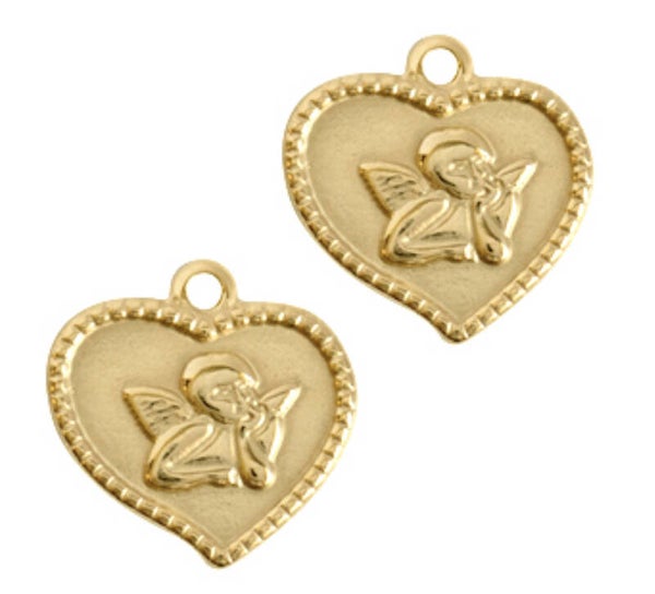 Stainless steel bedel heart goud rvs 15x15mm