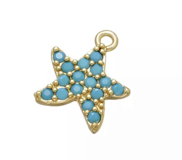 Zirkonia bedel Zeester Goud - Blauw