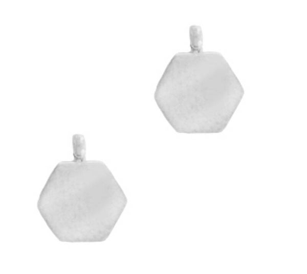 Stainless steel bedel hexagon zilver 10x8mm 