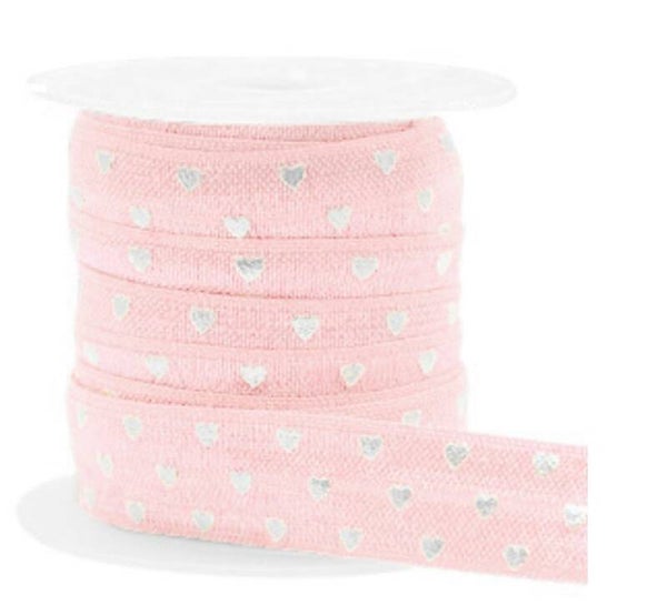 Elastisch Ibiza lint pattern light pink-silver.