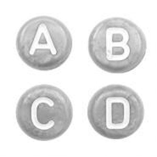 Letterkraal, zilver met wit (rond) 