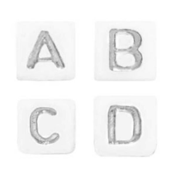 Letterkralen vierkant 5x5mm wit / Zilver 