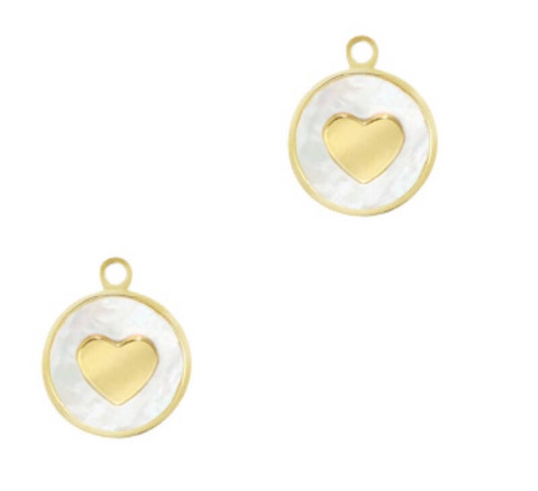 Stainless steel bedel schelp met hart Goud